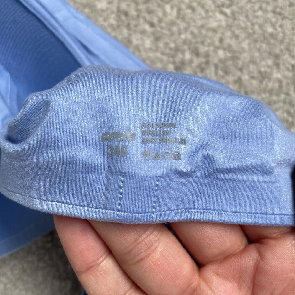 Aerie Real Sunnie Wireless Bra Crossover Back Light Blue Supportive Size 34B - Picture 8 of 8
